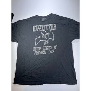 Led Zeppelin Graphic T-Shirt Mens 2XL Black 1977 US Tour Swan Song Icarus Tee